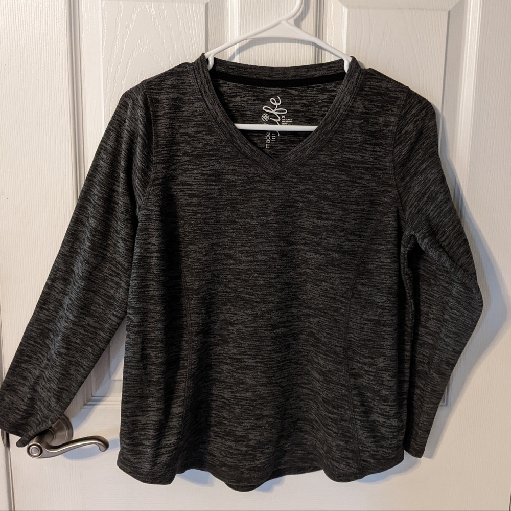 Like-New Made for Life Plush Fitted Heather Grey V-Neck Pullover Size Small